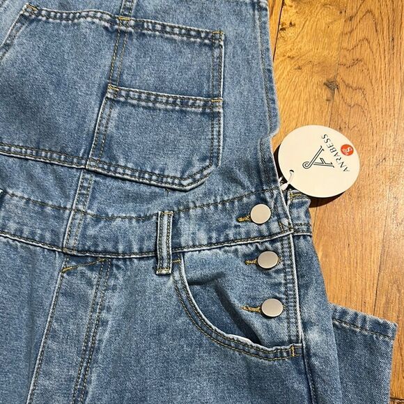 ANRABESS Blue Denim Overalls women’s sz small NEW with TAG soft denim - Picture 13 of 14